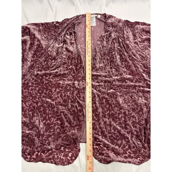 The Muses Closet Women's M Velvet Burnout Cardigan Dusty Mauve Boho Romantic - Picture 2 of 7
